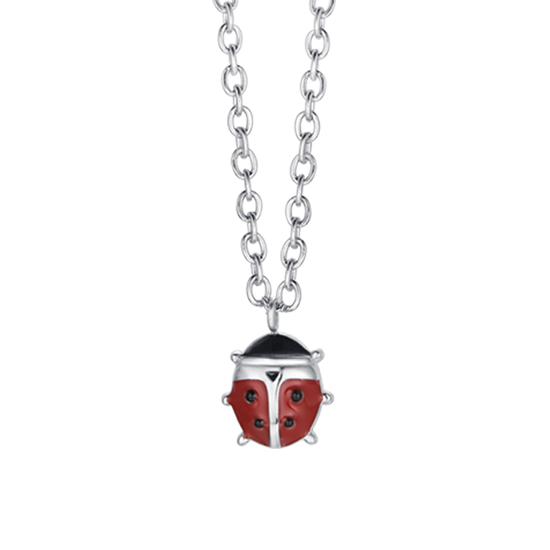 COLLIER EN ACIER POUR FILLE AVEC COCCINELLE