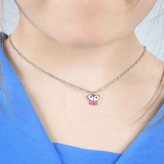 COLLIER EN ACIER POUR FILLE AVEC PAPILLON