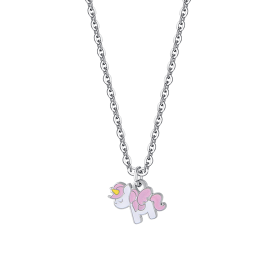 COLLIER DE FILLE EN ACIER AVEC LICORNE