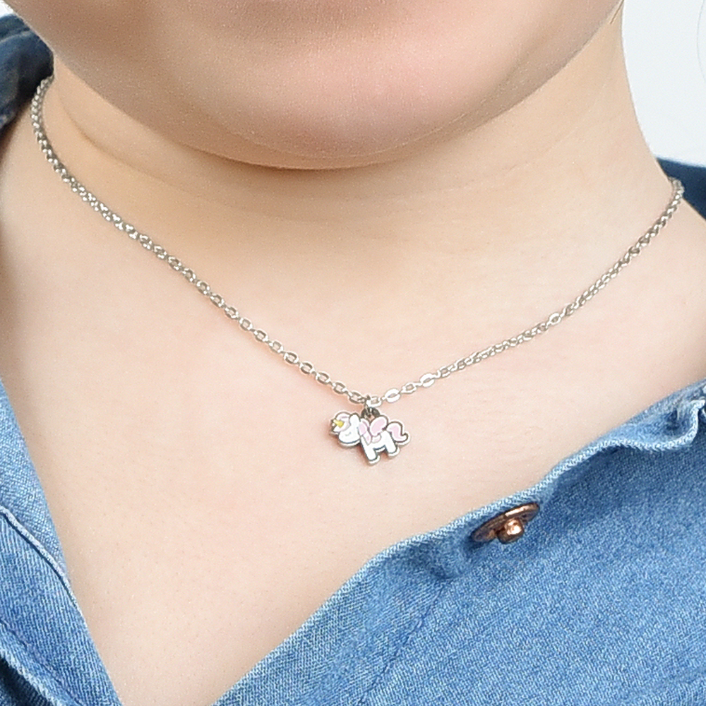 COLLIER DE FILLE EN ACIER AVEC LICORNE