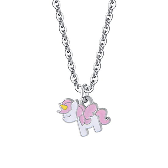 COLLIER DE FILLE EN ACIER AVEC LICORNE