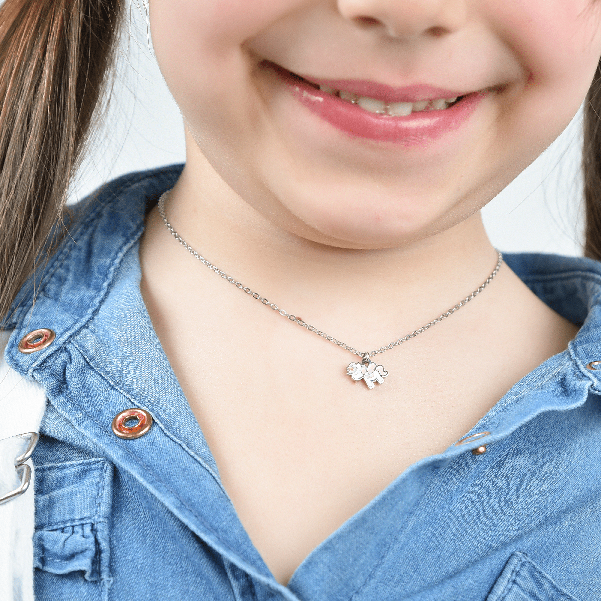 COLLIER DE FILLE EN ACIER AVEC LICORNE