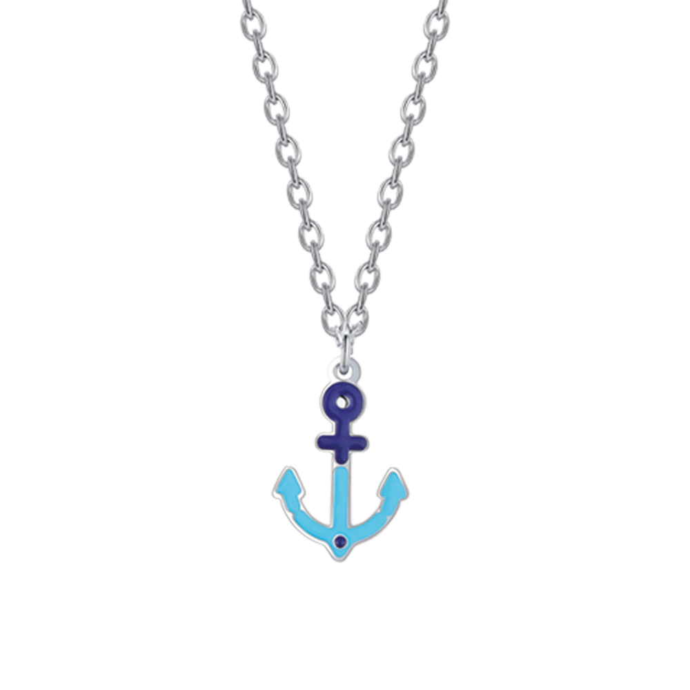 COLLIER BÉBÉ EN ACIER AVEC ANCRE BLEUE