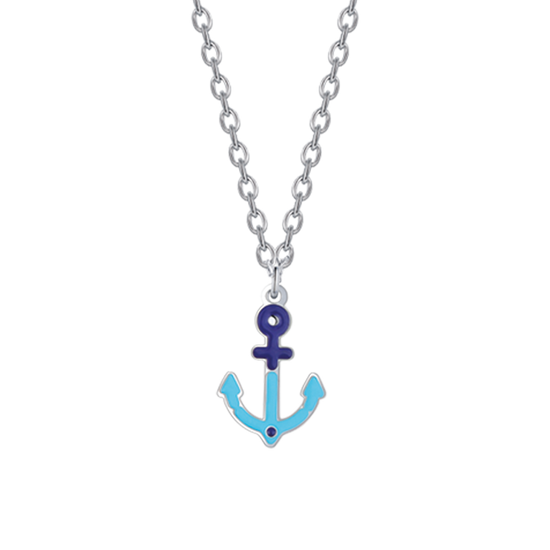 COLLIER BÉBÉ EN ACIER AVEC ANCRE BLEUE