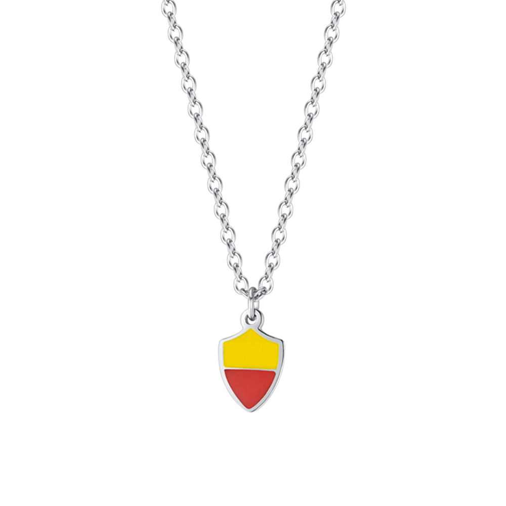 COLLIER ENFANT EN ACIER AVEC ÉMAIL JAUNE ET ROUGE