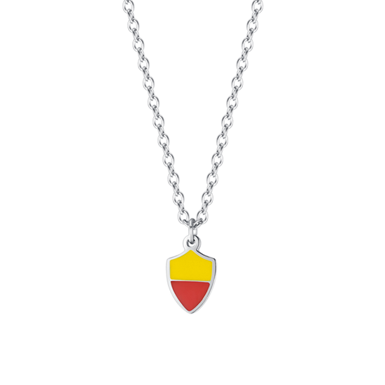 COLLIER ENFANT EN ACIER AVEC ÉMAIL JAUNE ET ROUGE