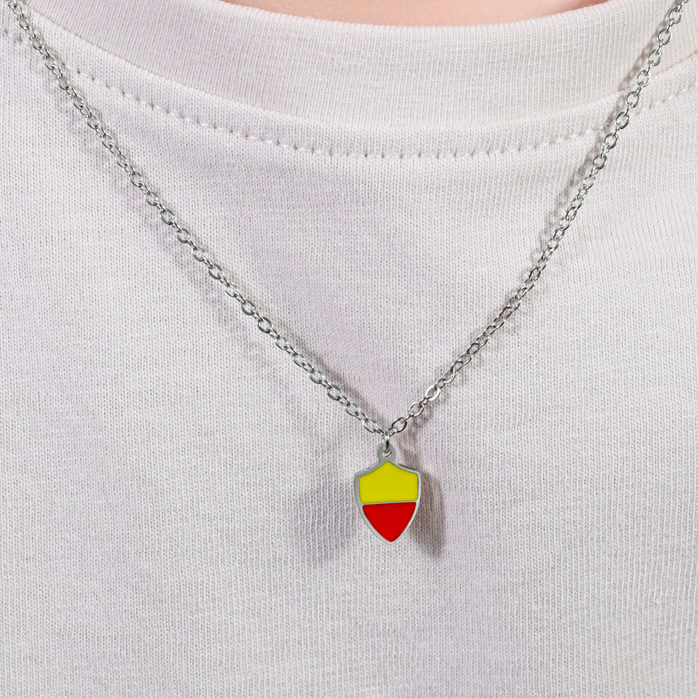 COLLIER ENFANT EN ACIER AVEC ÉMAIL JAUNE ET ROUGE