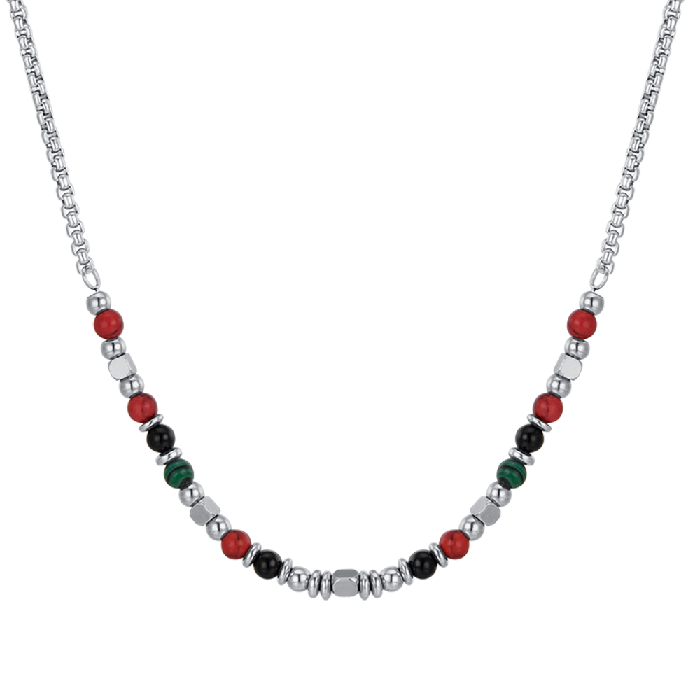 COLLIER ENFANT EN ACIER AVEC PIERRES MULTICOLORES