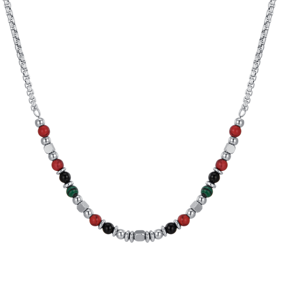 COLLIER ENFANT EN ACIER AVEC PIERRES MULTICOLORES