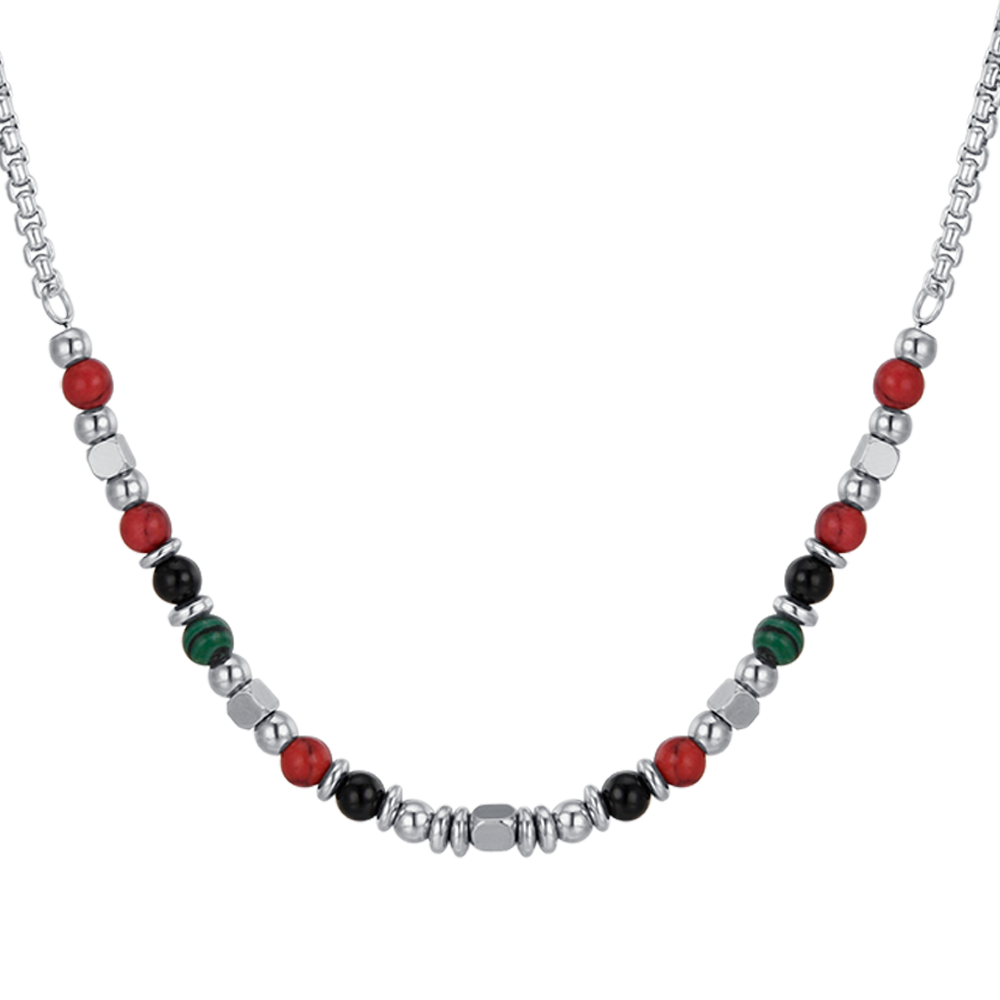 COLLIER ENFANT EN ACIER AVEC PIERRES MULTICOLORES