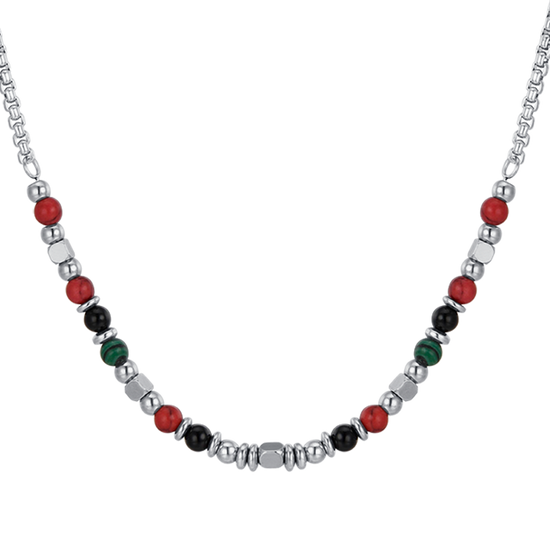 COLLIER ENFANT EN ACIER AVEC PIERRES MULTICOLORES