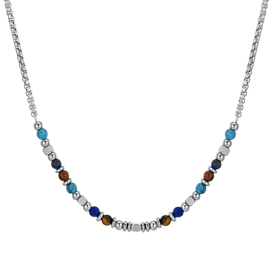 COLLIER ENFANT EN ACIER AVEC PIERRES MULTICOLORES