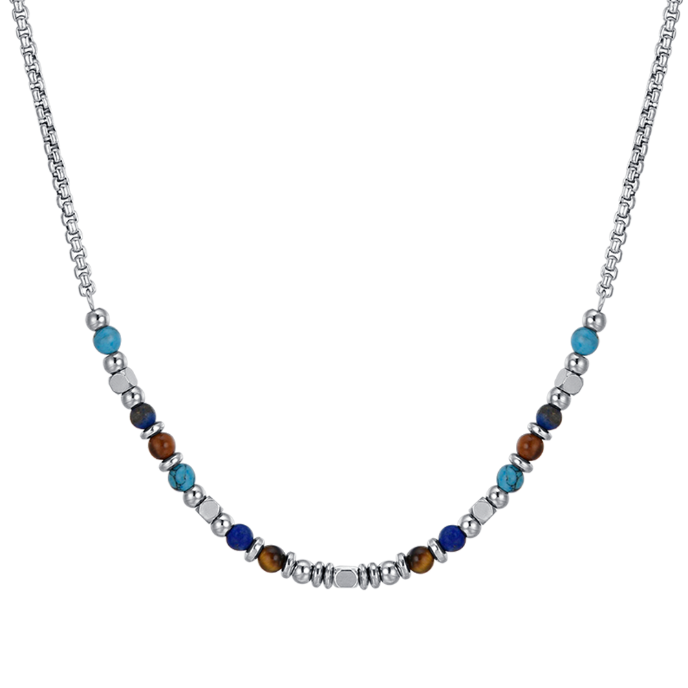 COLLIER ENFANT EN ACIER AVEC PIERRES MULTICOLORES