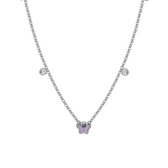 COLLIER FILLE EN ACIER ÉMAILLÉ VIOLET