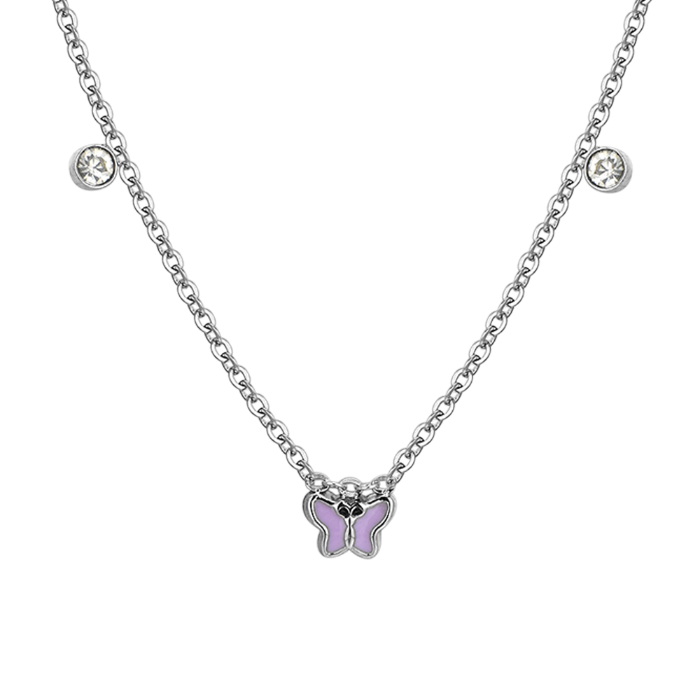 COLLIER FILLE EN ACIER ÉMAILLÉ VIOLET