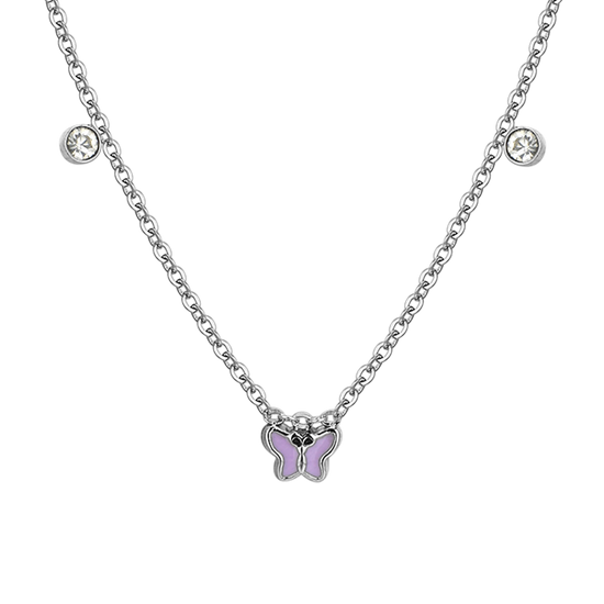 COLLIER FILLE EN ACIER ÉMAILLÉ VIOLET