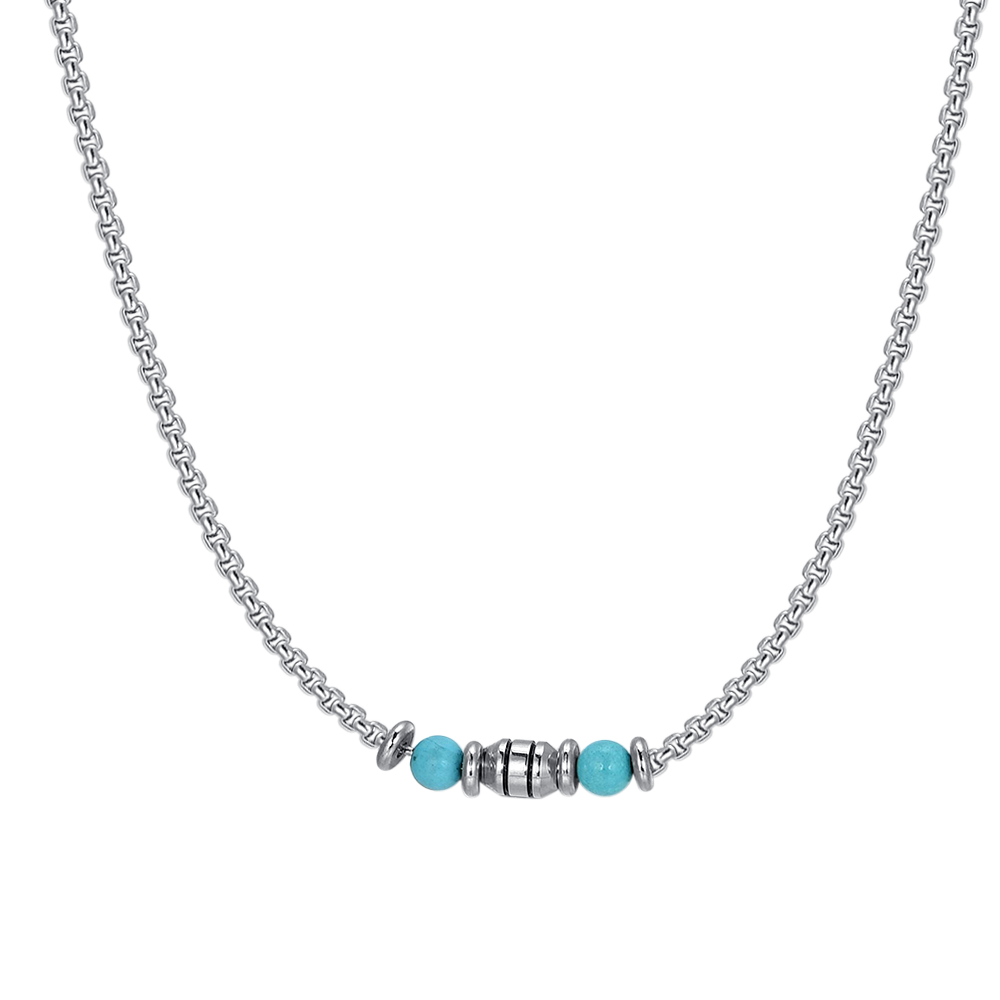 COLLIER BÉBÉ EN ACIER AVEC PIERRES TURQUOISES