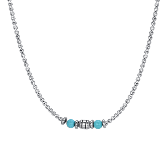 COLLIER BÉBÉ EN ACIER AVEC PIERRES TURQUOISES