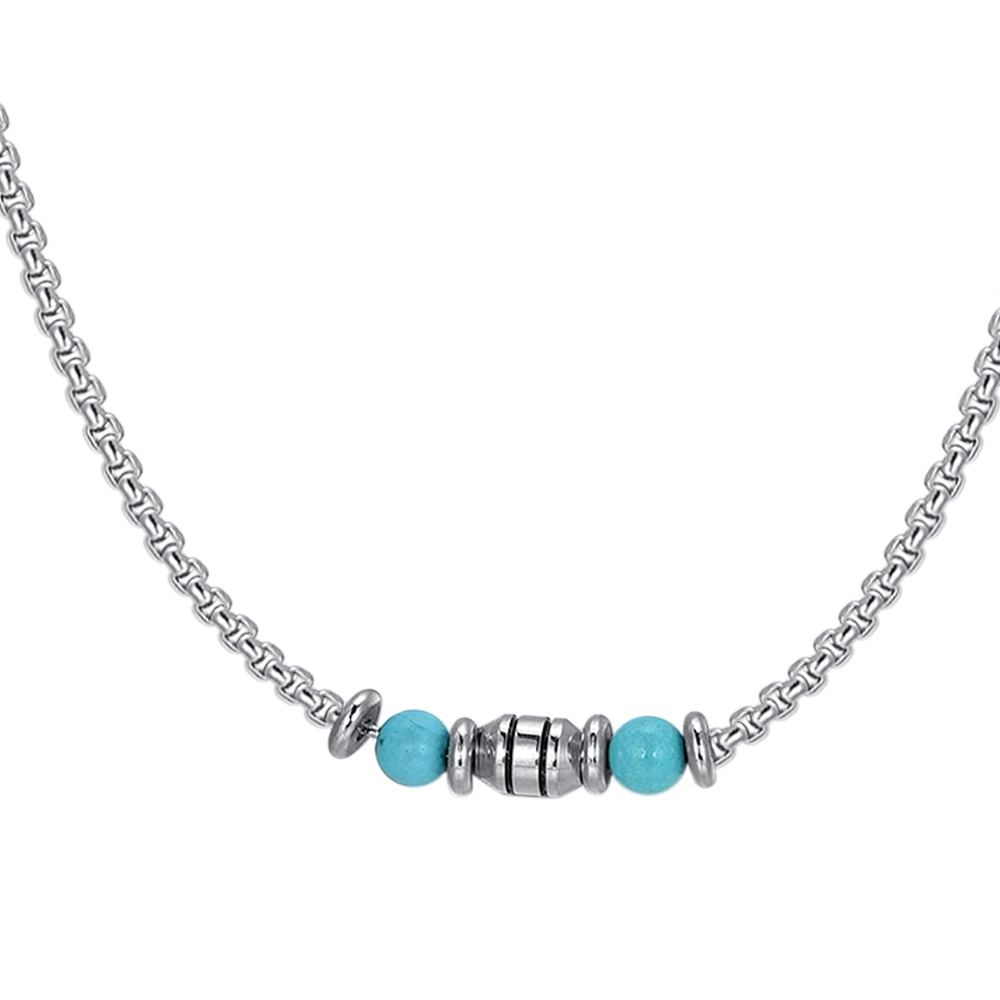 COLLIER BÉBÉ EN ACIER AVEC PIERRES TURQUOISES