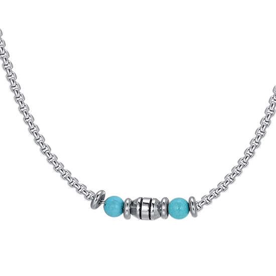 COLLIER BÉBÉ EN ACIER AVEC PIERRES TURQUOISES