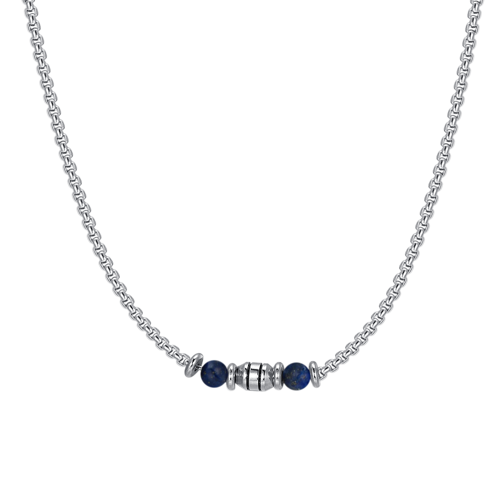 COLLIER BÉBÉ EN ACIER PIERRES BLEUES