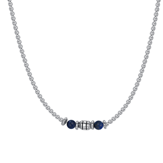 COLLIER BÉBÉ EN ACIER PIERRES BLEUES