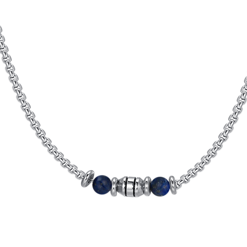 COLLIER BÉBÉ EN ACIER PIERRES BLEUES