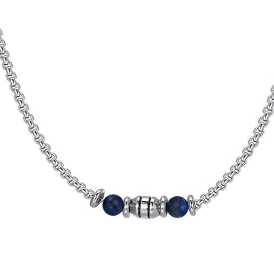 COLLIER BÉBÉ EN ACIER PIERRES BLEUES