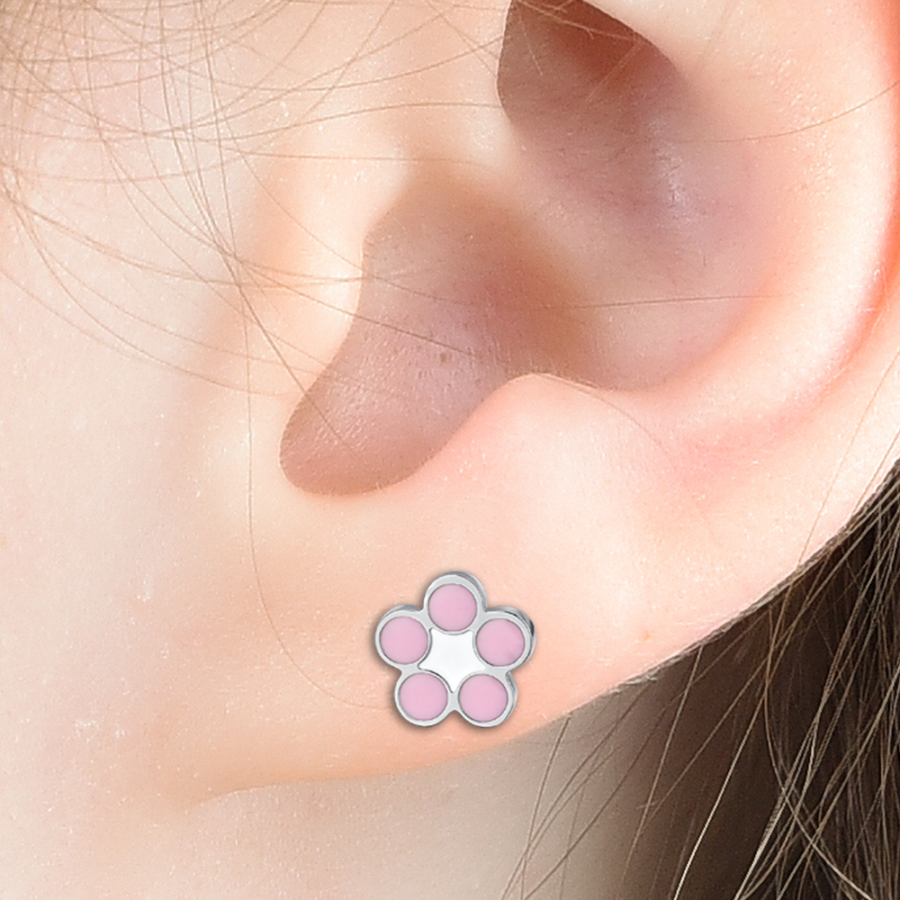 BOUCLES D'OREILLES EN ACIER POUR FILLES AVEC DES FLEURS