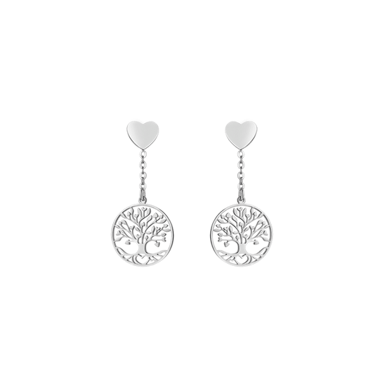 BOUCLES D'OREILLES EN ACIER POUR FEMMES AVEC ARBRE DE VIE