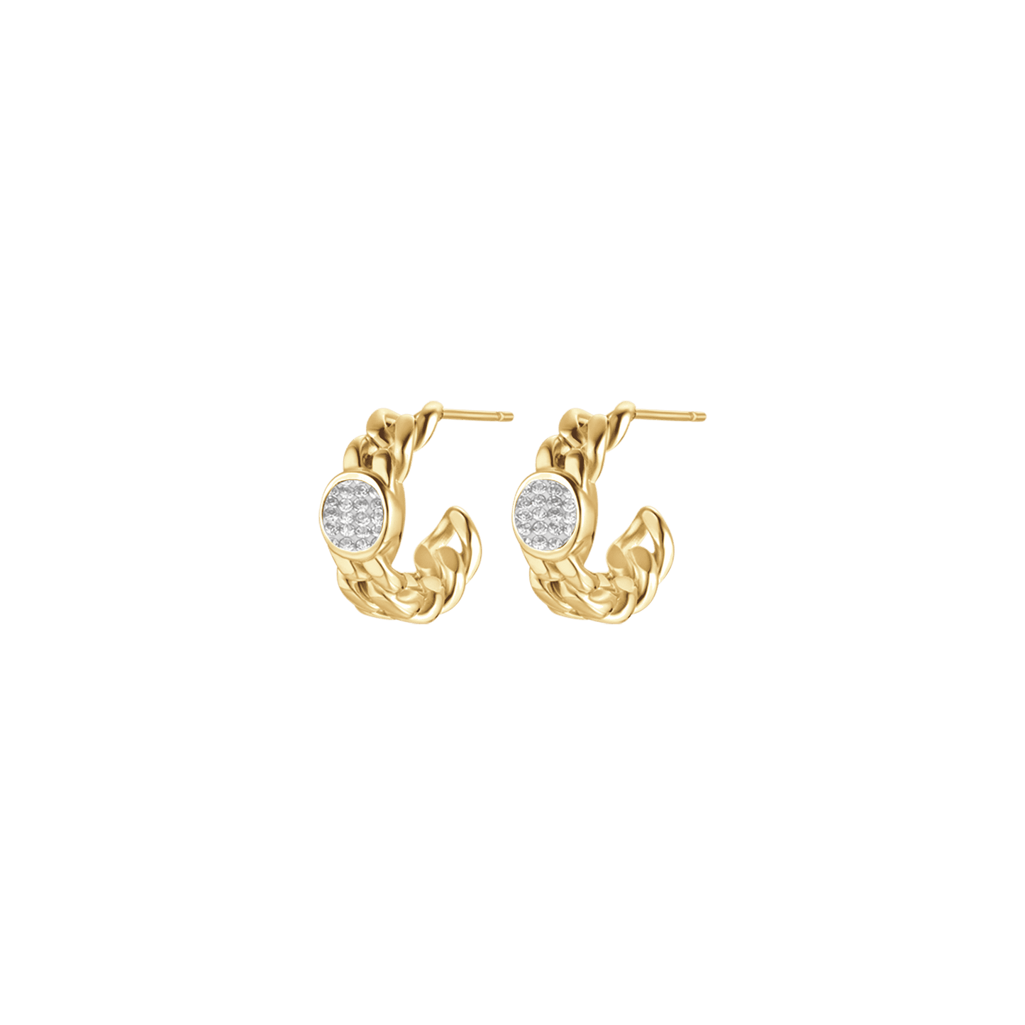 BOUCLES D'OREILLES POUR FEMMES EN ACIER INOXYDABLE ET CRISTAL BLANC