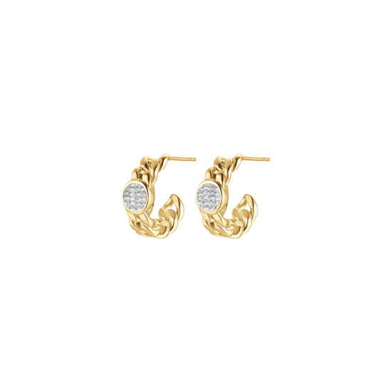 BOUCLES D'OREILLES POUR FEMMES EN ACIER INOXYDABLE ET CRISTAL BLANC