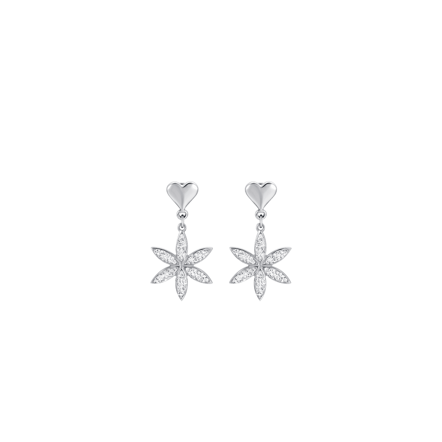 BOUCLES D'OREILLES FEMME EN ACIER FLEUR DE VIE AVEC CRISTAUX BLANCS