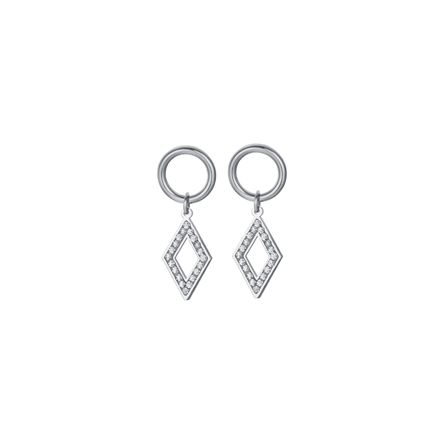 BOUCLES D'OREILLES EN ACIER POUR FEMMES AVEC CRISTAUX BLANCS