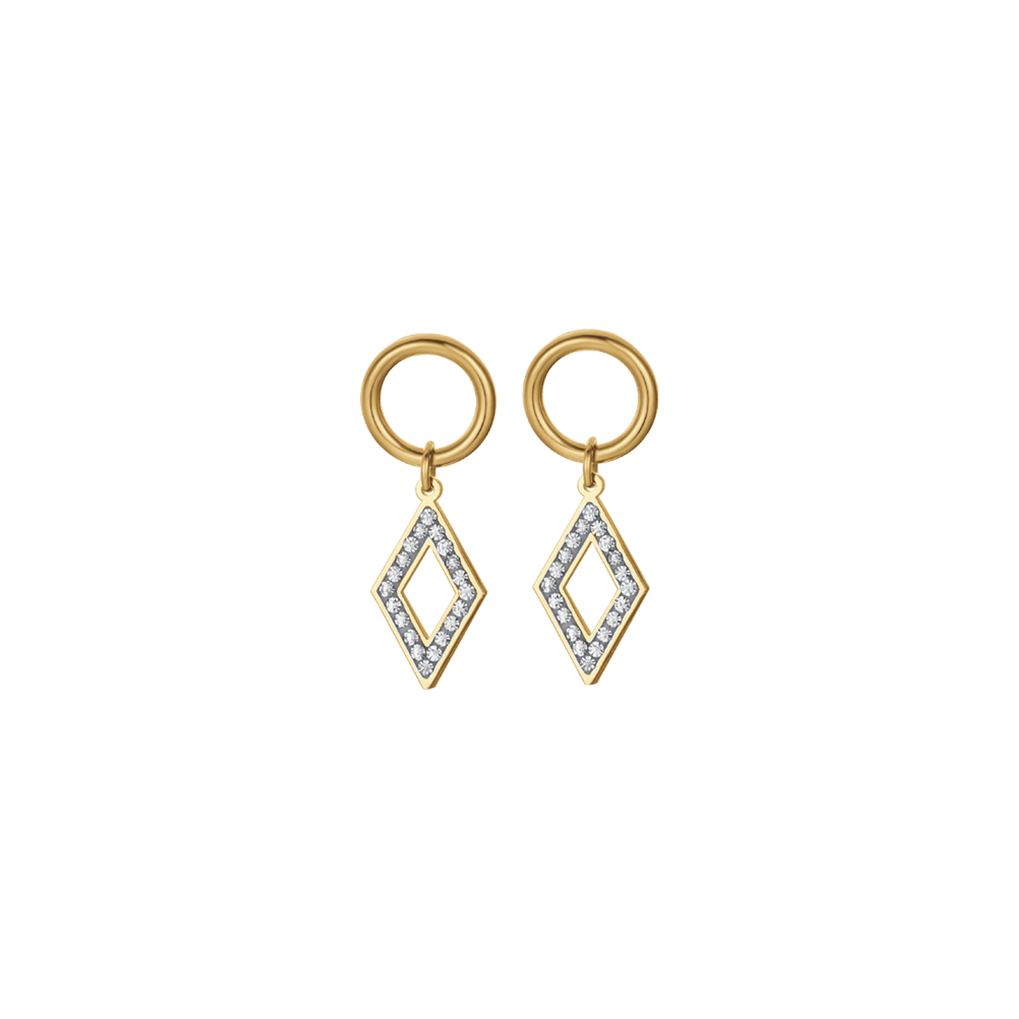 BOUCLES D'OREILLES EN ACIER POUR FEMMES AVEC CRISTAUX BLANCS