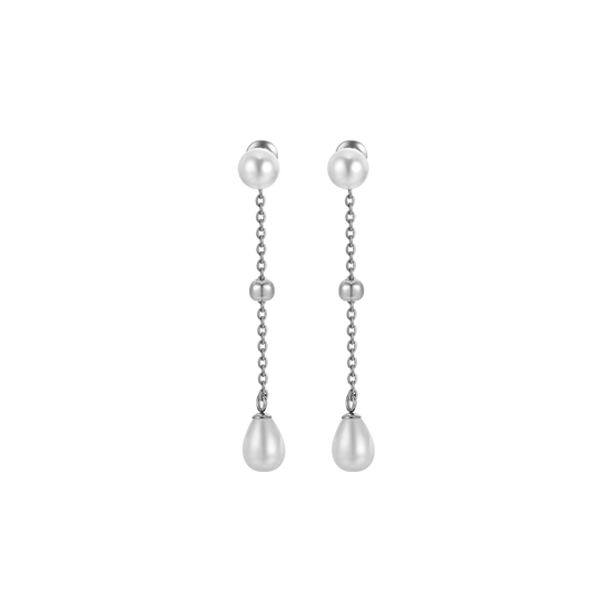 BOUCLES D'OREILLES EN ACIER AVEC PERLES POUR FEMMES