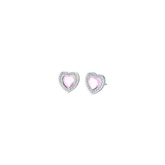 BOUCLES D'OREILLES POUR FEMME EN ACIER COEURS DE CRISTAUX ROSE ET CRISTAUX BLANCS Luca Barra