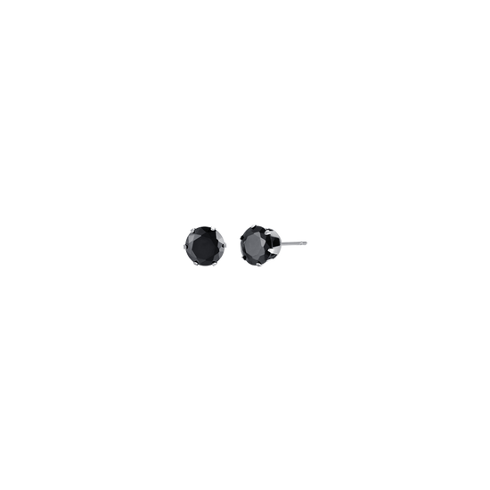 BOUCLES D'OREILLES HOMME EN ACIER AVEC CRISTAUX NOIRS