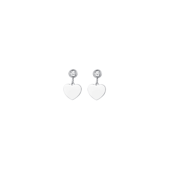 BOUCLES D'OREILLES FEMMES EN ACIER AVEC CŒUR ET ZIRCON CUBIQUE BLANC