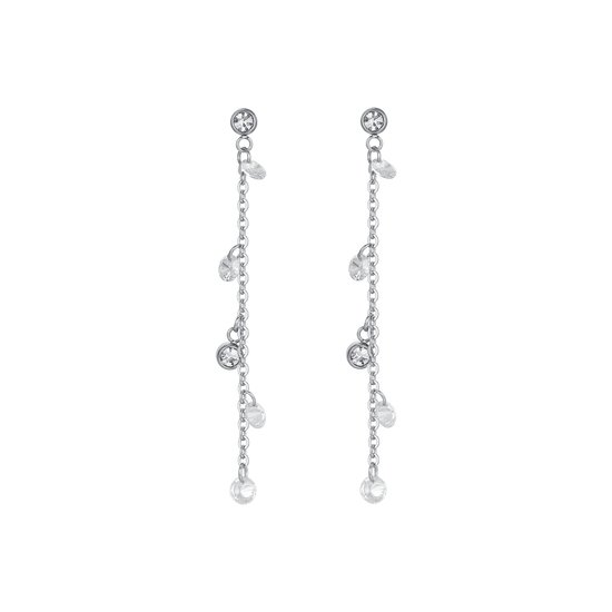 BOUCLES D'OREILLES FEMMES EN ACIER CRISTAUX BLANCS