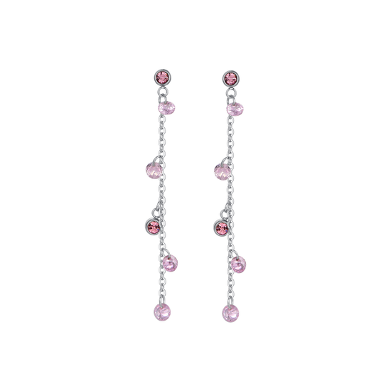 BOUCLES D'OREILLES FEMMES EN ACIER AVEC CRISTAUX ROSES