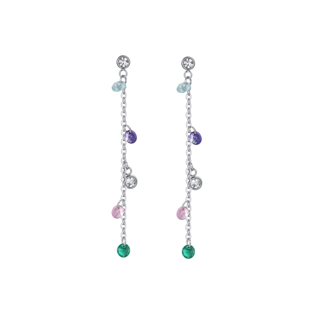 BOUCLES D'OREILLES EN ACIER POUR FEMMES CRISTAUX MULTICOLORES