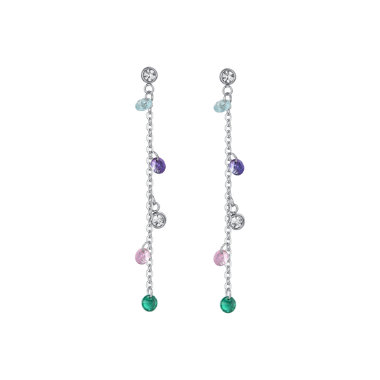 BOUCLES D'OREILLES EN ACIER POUR FEMMES CRISTAUX MULTICOLORES