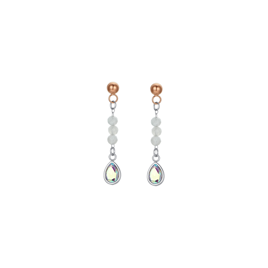 BOUCLES D'OREILLES FEMMES EN ACIER ET AGATE BLANCHE