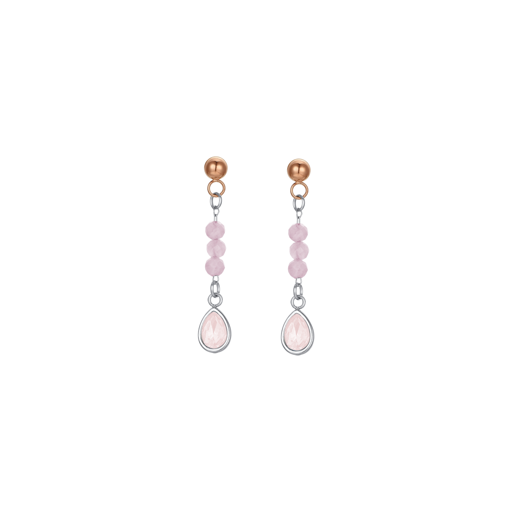 BOUCLES D'OREILLES FEMME EN ACIER AGATE ROSE