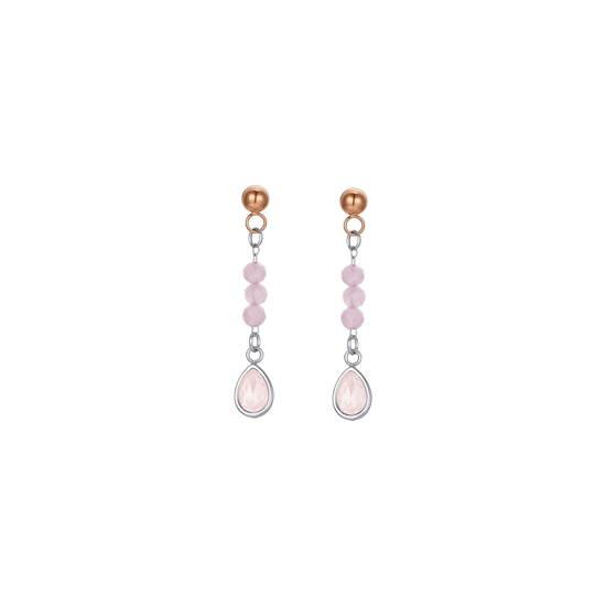 BOUCLES D'OREILLES FEMME EN ACIER AGATE ROSE