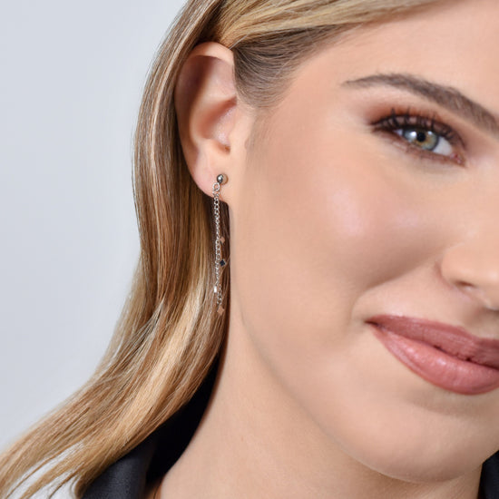 BOUCLES D'OREILLES EN ACIER AVEC DIAMANTS POUR FEMMES