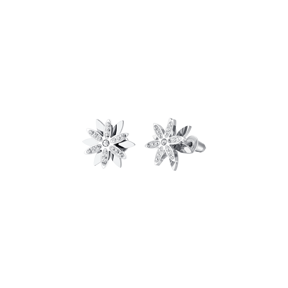 BOUCLES D'OREILLES PIVOTANTES FLEUR DE VIE EN ACIER POUR DAMES