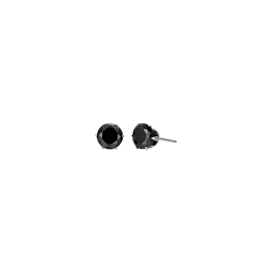 BOUCLES D'OREILLES SPOT EN ACIER AVEC CRISTAL NOIR