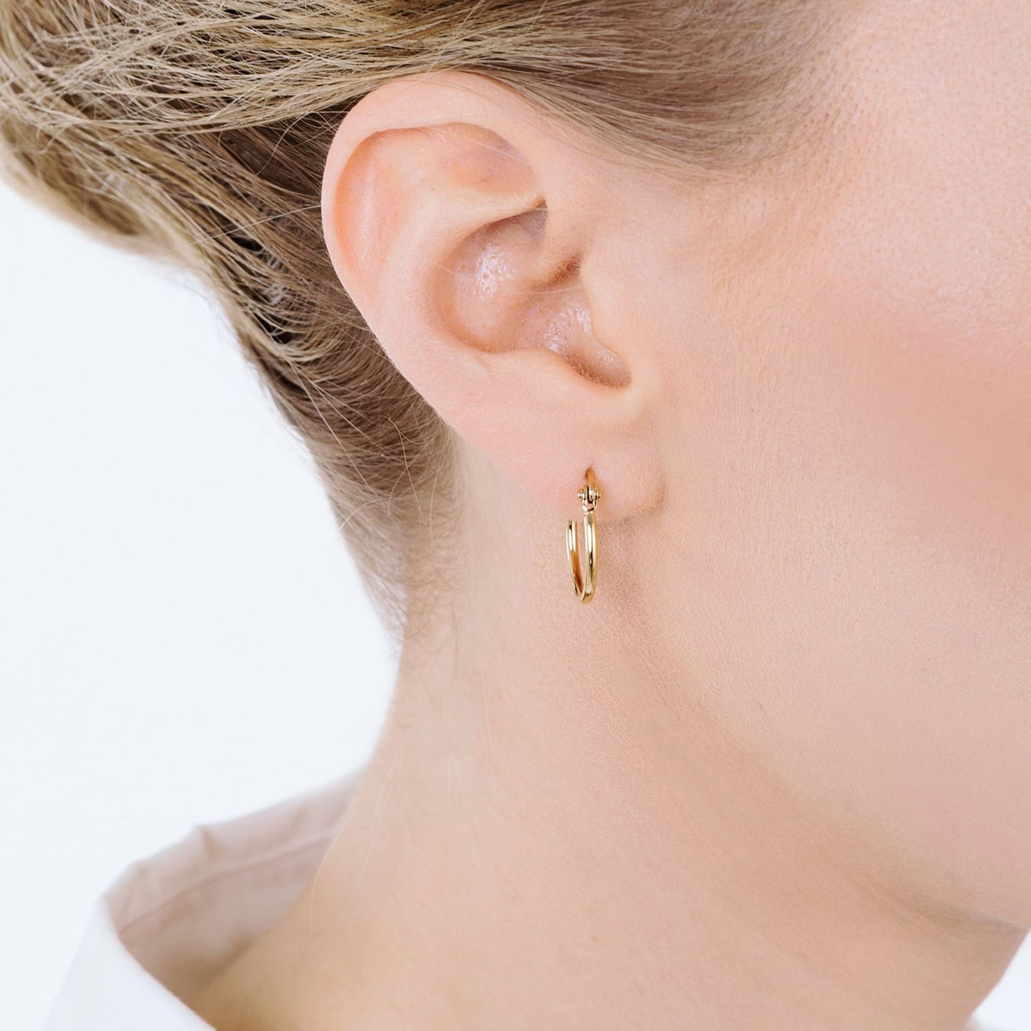 BOUCLES D'OREILLES CERCLÉES EN ACIER DE 13 MM DE DIAMÈTRE POUR FEMMES